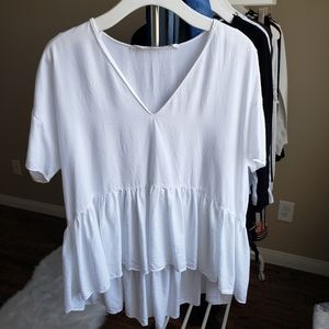 Zara Trafaluc White Oversized Top